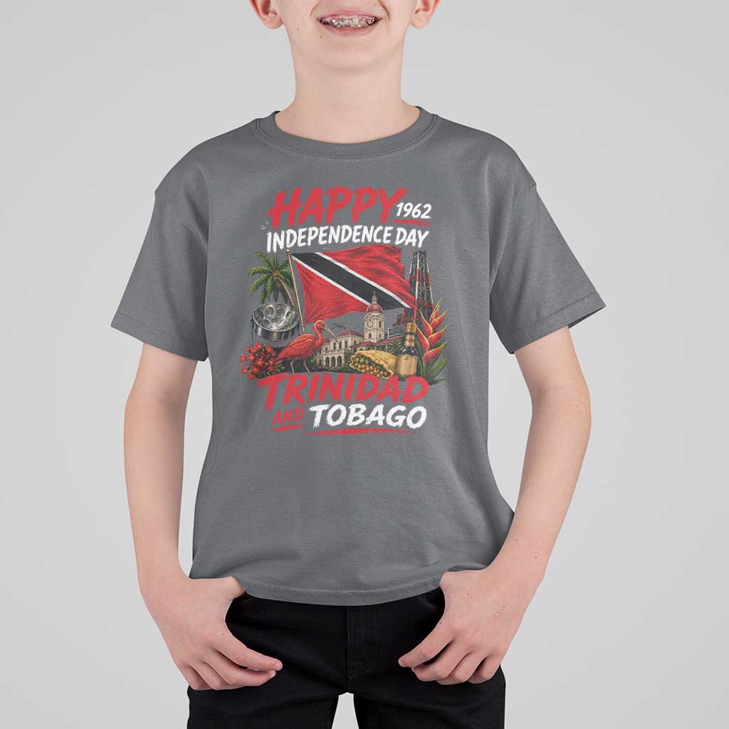 Trinidad And Tobago Independence Day T Shirt For Kid Trinidadian Heritage Steelpan Scarlet Ibis