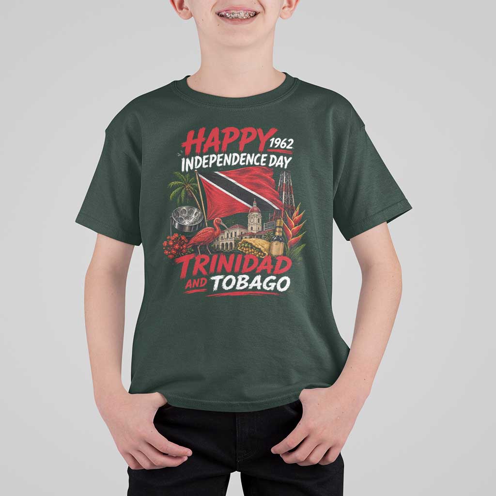 Trinidad And Tobago Independence Day T Shirt For Kid Trinidadian Heritage Steelpan Scarlet Ibis