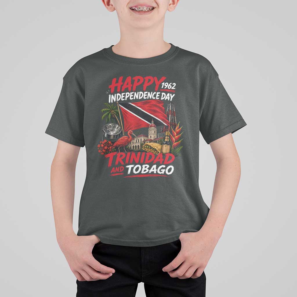 Trinidad And Tobago Independence Day T Shirt For Kid Trinidadian Heritage Steelpan Scarlet Ibis