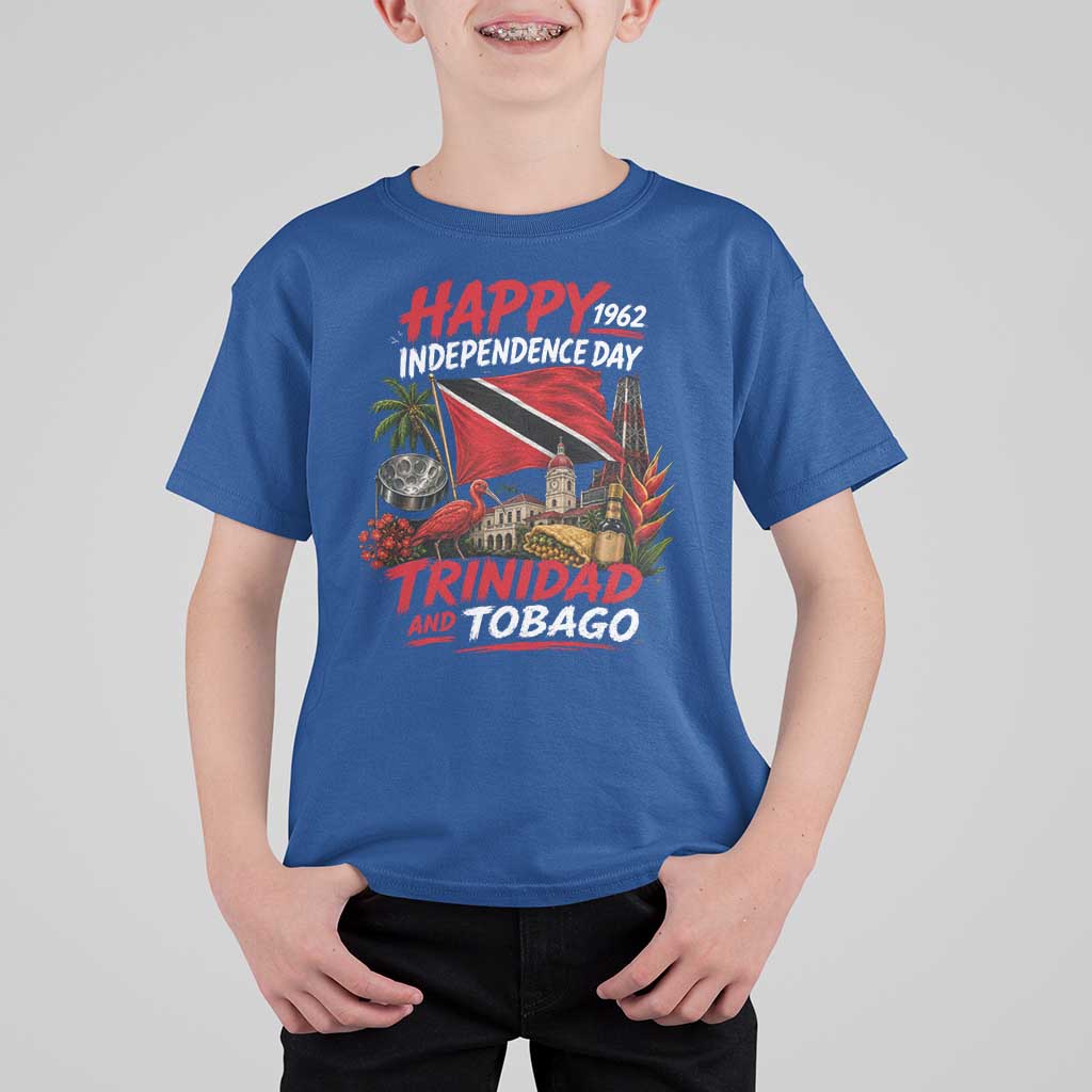 Trinidad And Tobago Independence Day T Shirt For Kid Trinidadian Heritage Steelpan Scarlet Ibis