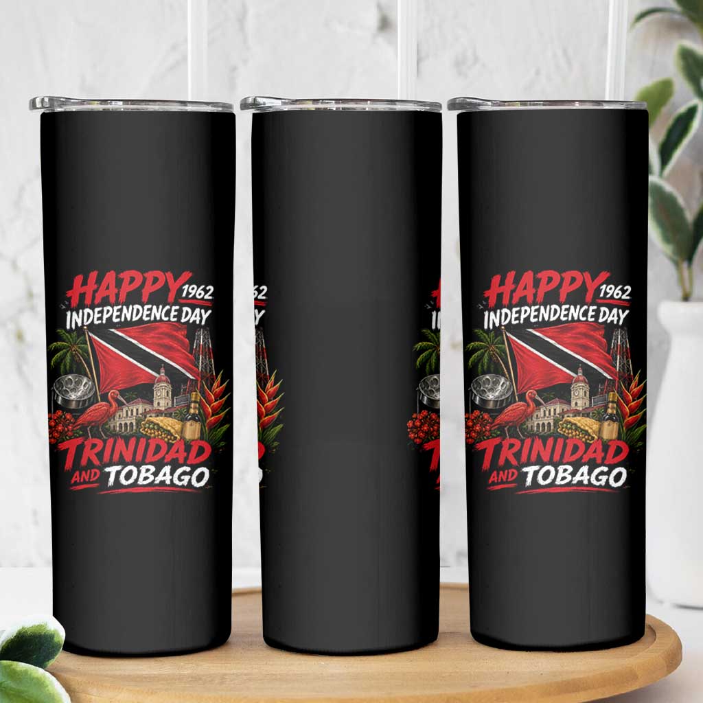 Trinidad And Tobago Independence Day Skinny Tumbler Trinidadian Heritage Steelpan Scarlet Ibis