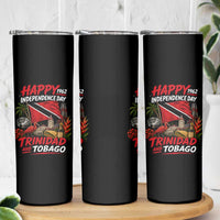 Trinidad And Tobago Independence Day Skinny Tumbler Trinidadian Heritage Steelpan Scarlet Ibis