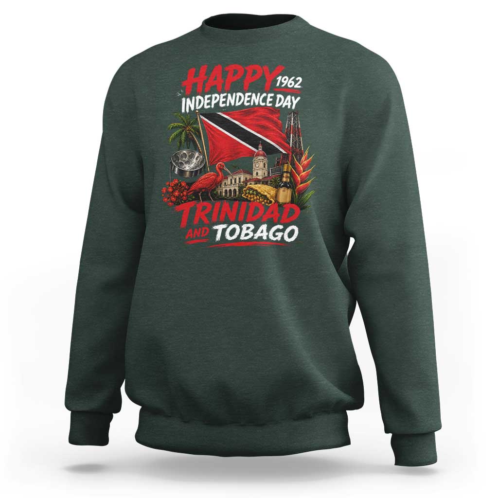Trinidad And Tobago Independence Day Sweatshirt Trinidadian Heritage Steelpan Scarlet Ibis
