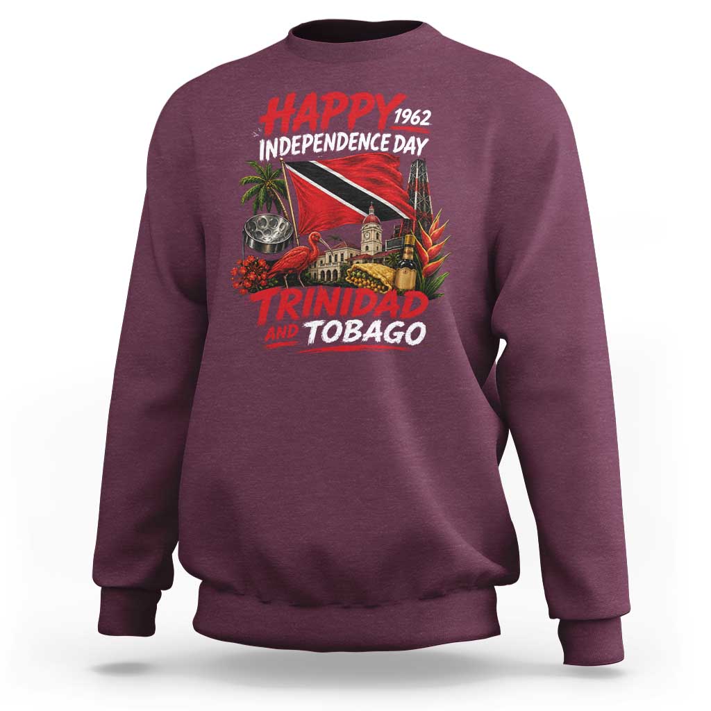 Trinidad And Tobago Independence Day Sweatshirt Trinidadian Heritage Steelpan Scarlet Ibis