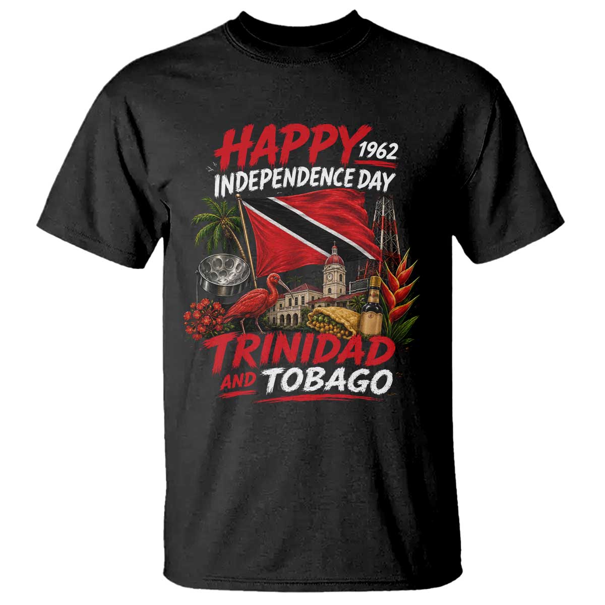 Trinidad And Tobago Independence Day T Shirt Trinidadian Heritage Steelpan Scarlet Ibis