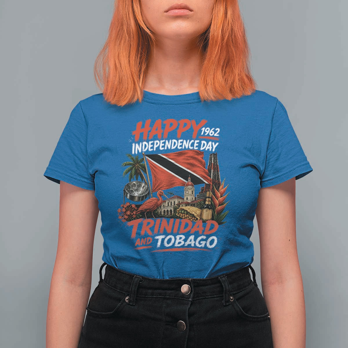 Trinidad And Tobago Independence Day T Shirt For Women Trinidadian Heritage Steelpan Scarlet Ibis