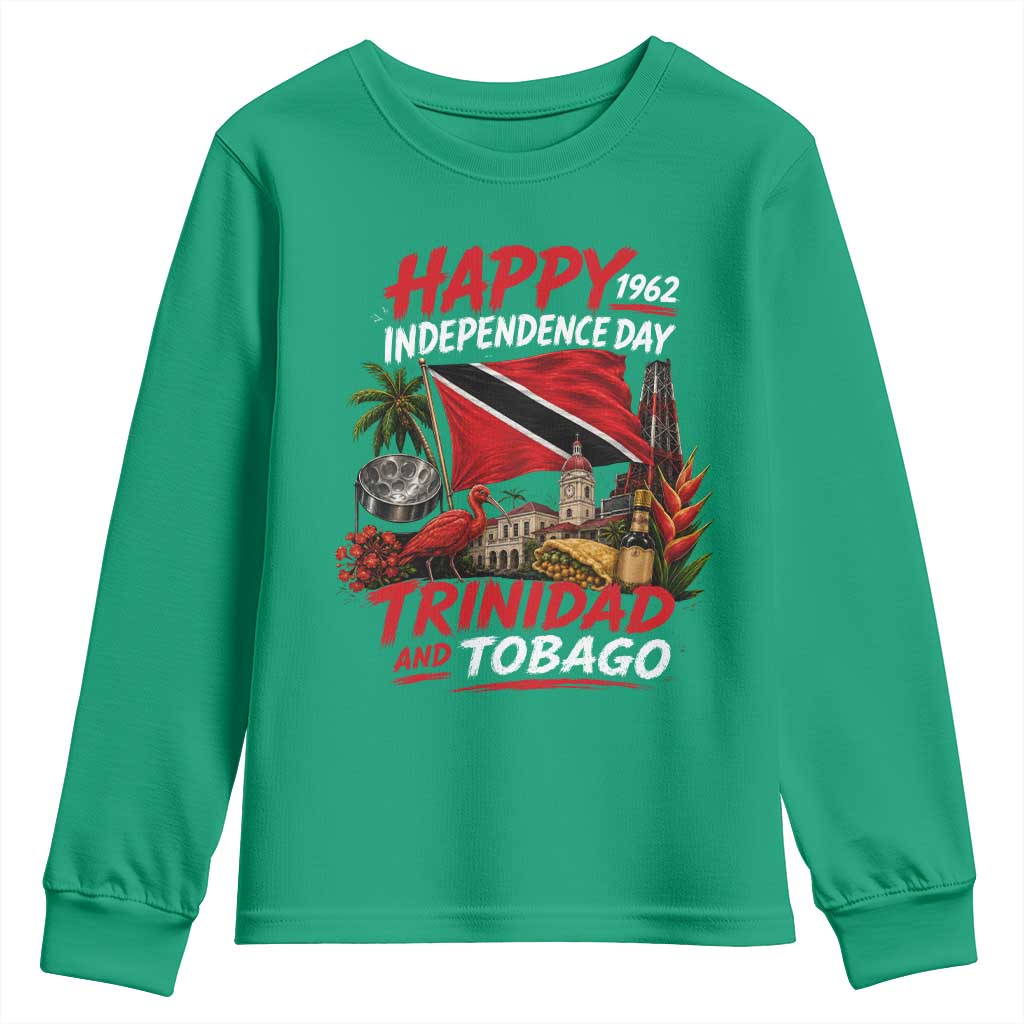 Trinidad And Tobago Independence Day Youth Sweatshirt Trinidadian Heritage Steelpan Scarlet Ibis