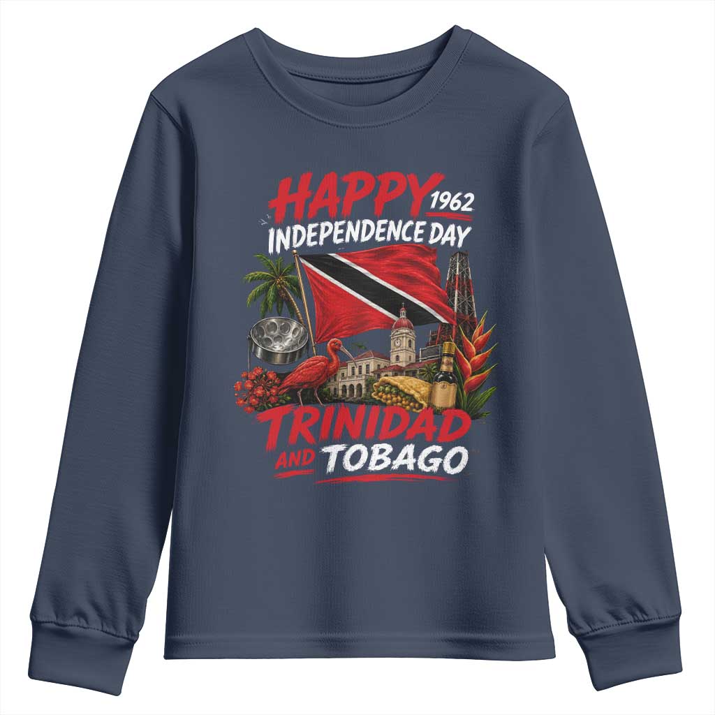 Trinidad And Tobago Independence Day Youth Sweatshirt Trinidadian Heritage Steelpan Scarlet Ibis