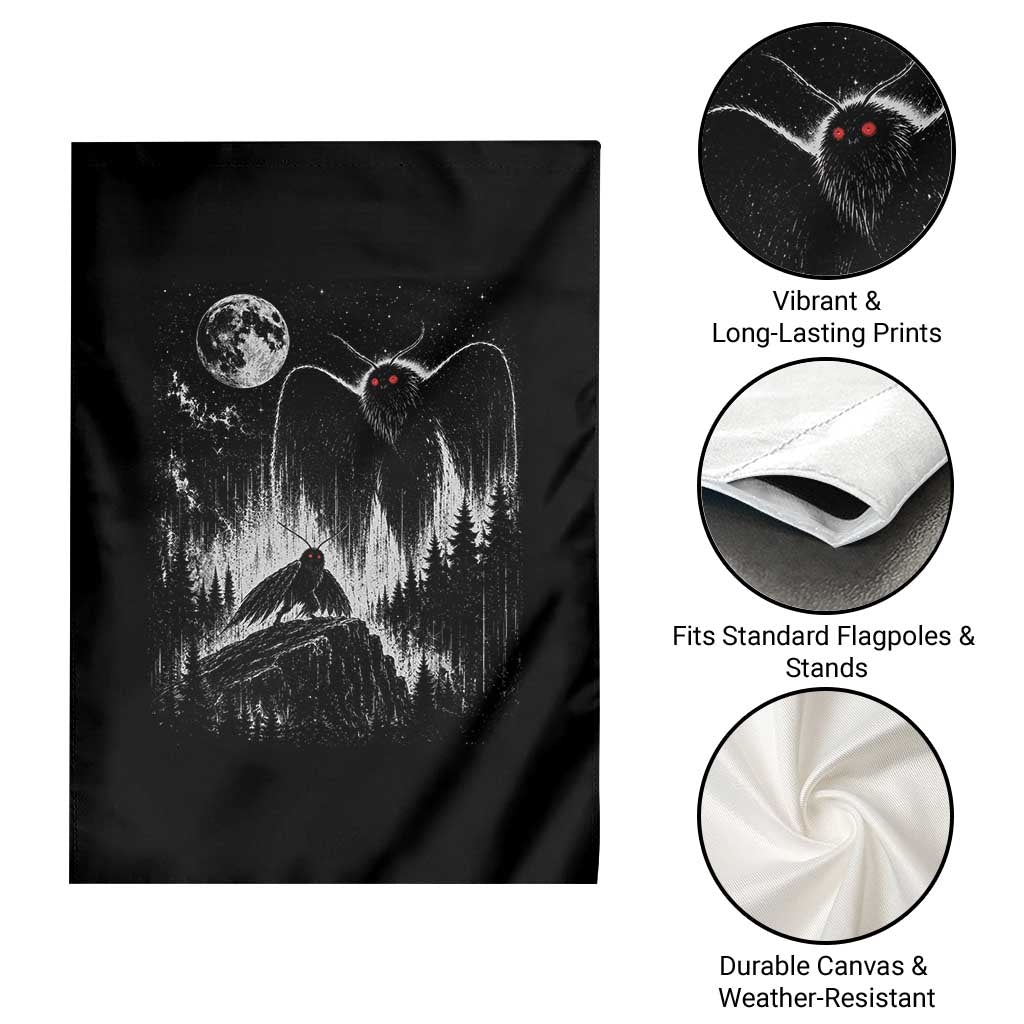 Mothman Howling at Moon 90s Retro Garden Flag Funny West Virginia Cryptid