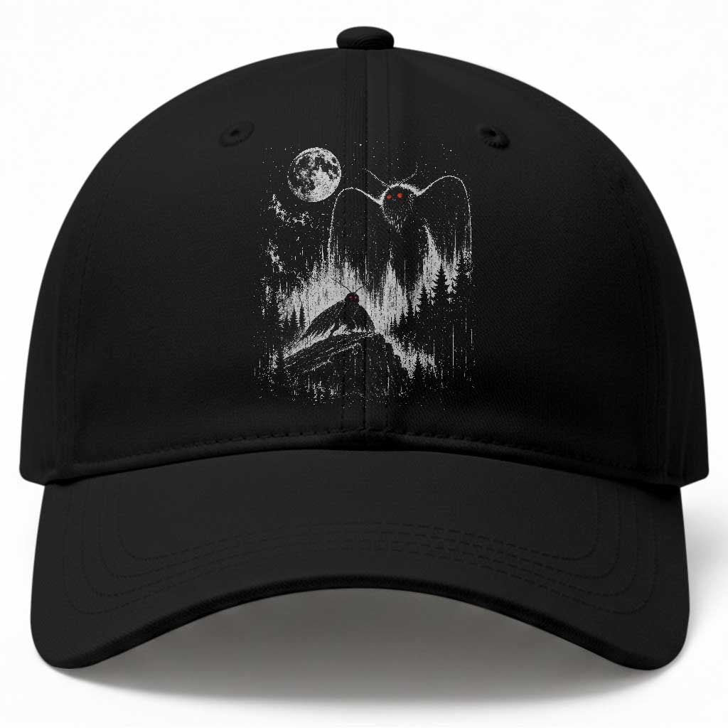 Mothman Howling at Moon 90s Retro Baseball Cap Funny West Virginia Cryptid