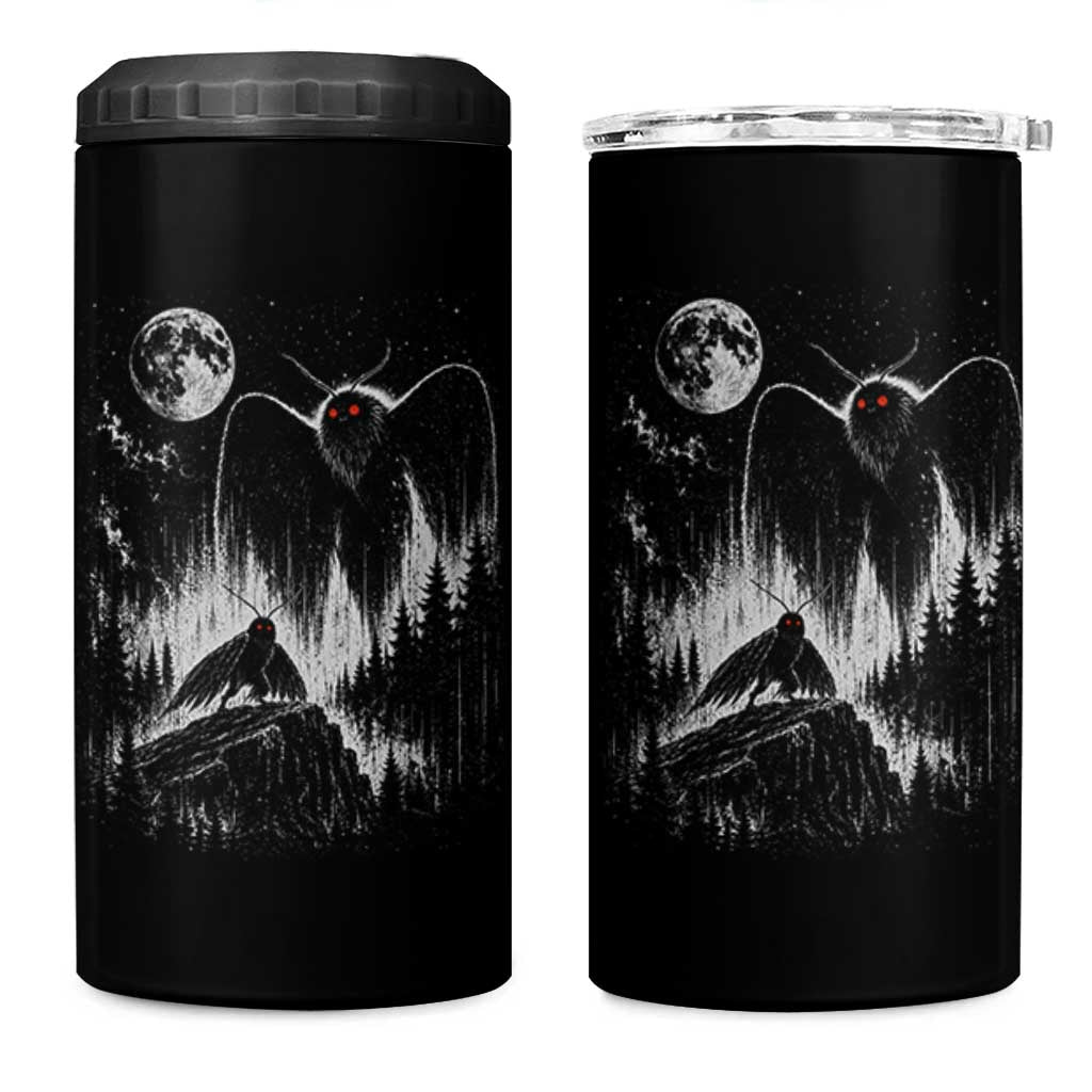 Mothman Howling at Moon 90s Retro 4 in 1 Can Cooler Tumbler Funny West Virginia Cryptid