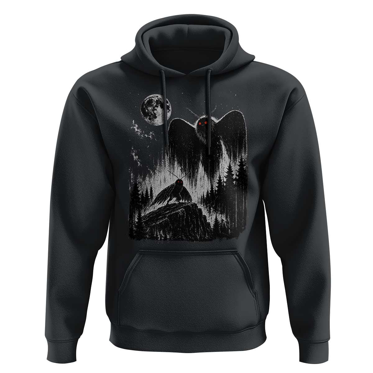 Mothman Howling at Moon 90s Retro Hoodie Funny West Virginia Cryptid