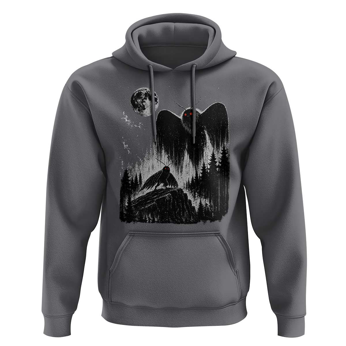 Mothman Howling at Moon 90s Retro Hoodie Funny West Virginia Cryptid