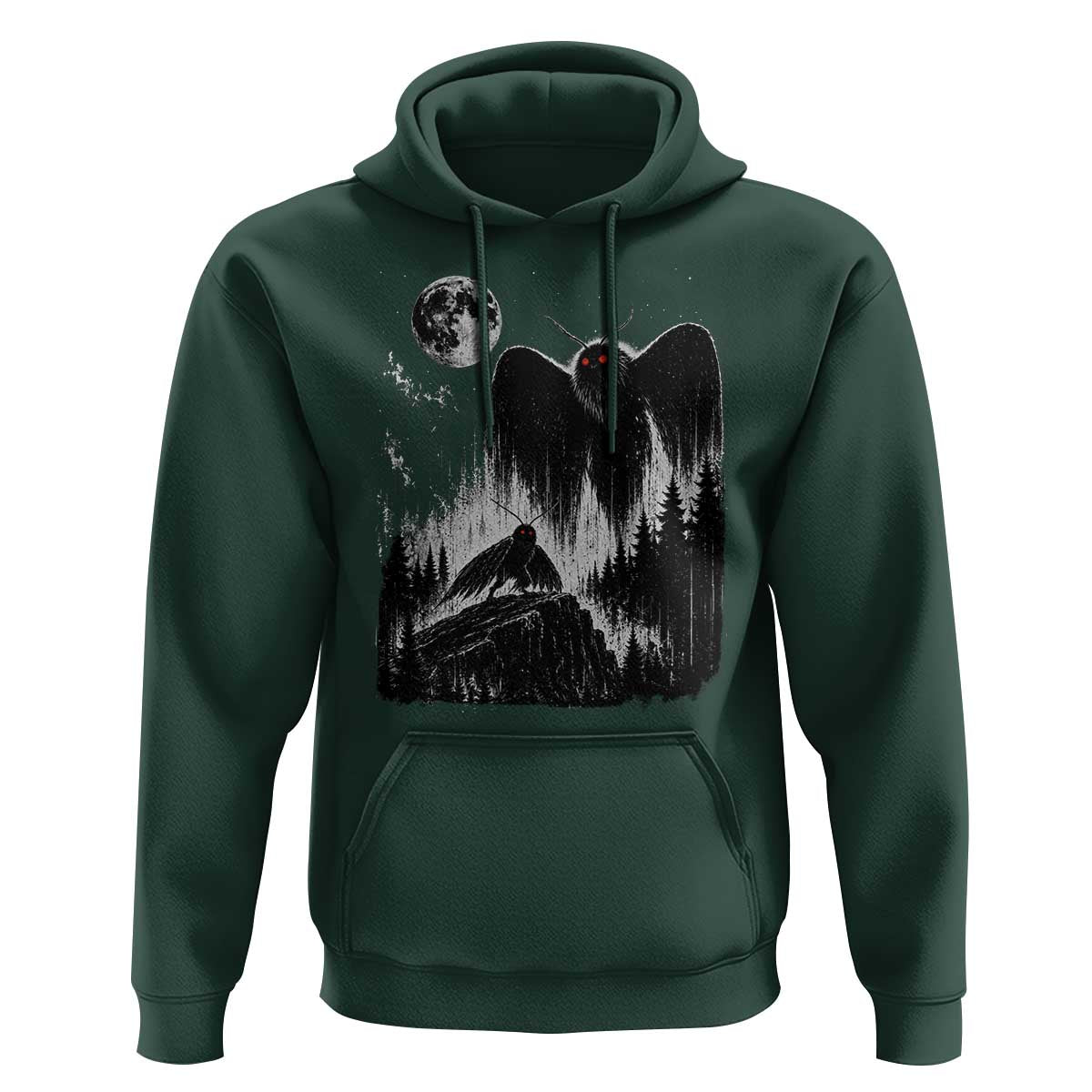 Mothman Howling at Moon 90s Retro Hoodie Funny West Virginia Cryptid