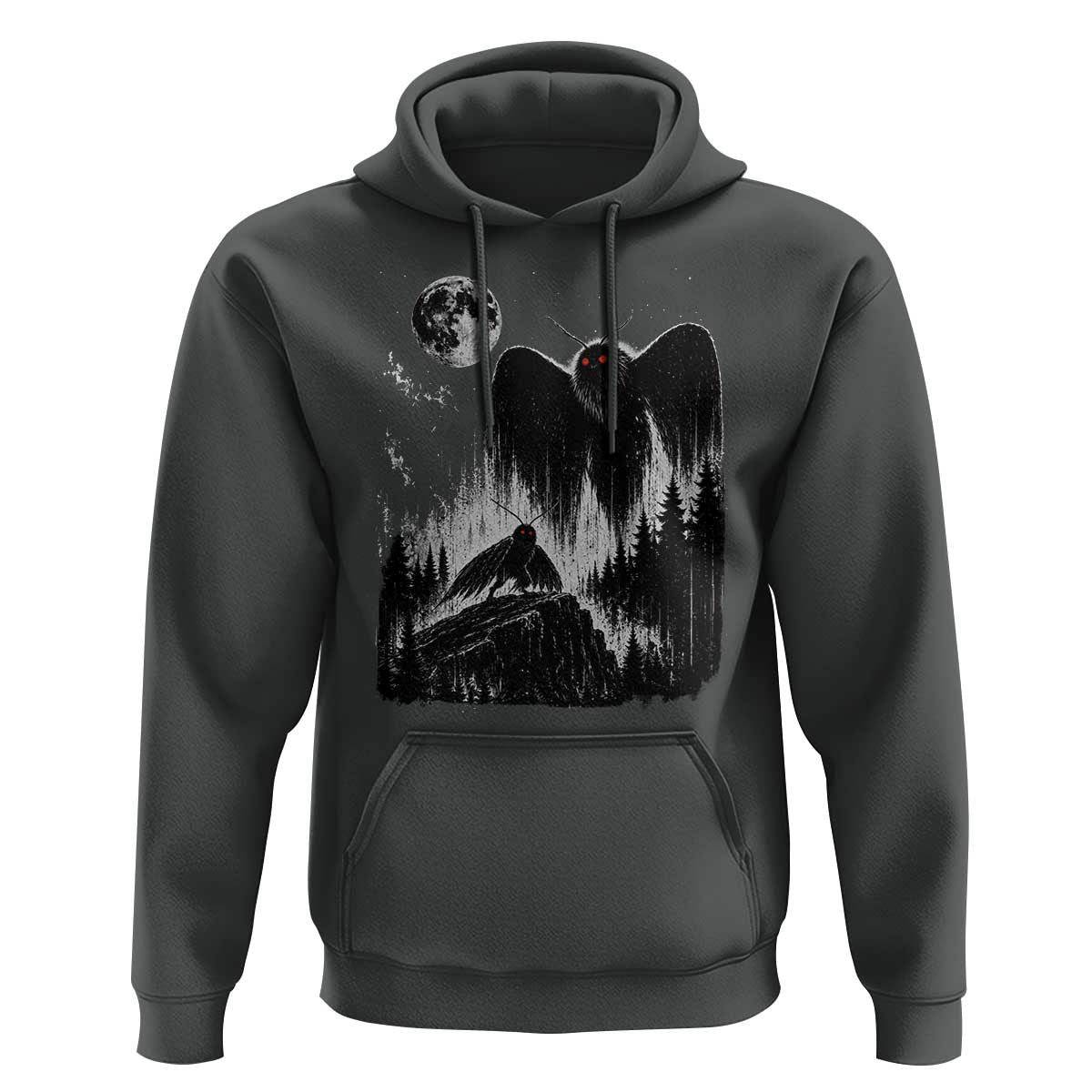 Mothman Howling at Moon 90s Retro Hoodie Funny West Virginia Cryptid