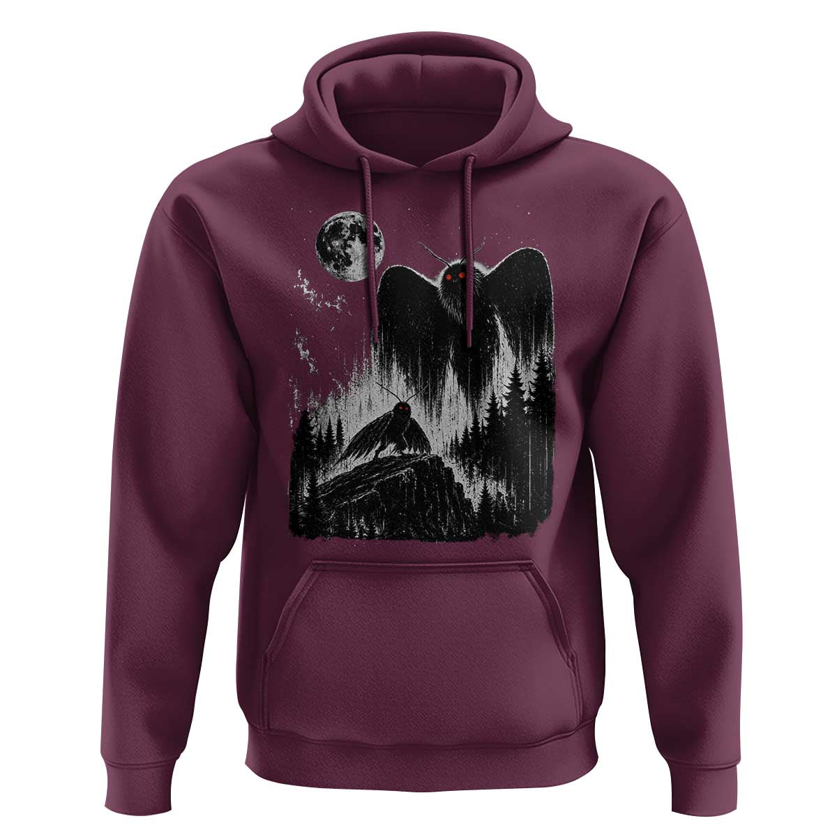 Mothman Howling at Moon 90s Retro Hoodie Funny West Virginia Cryptid