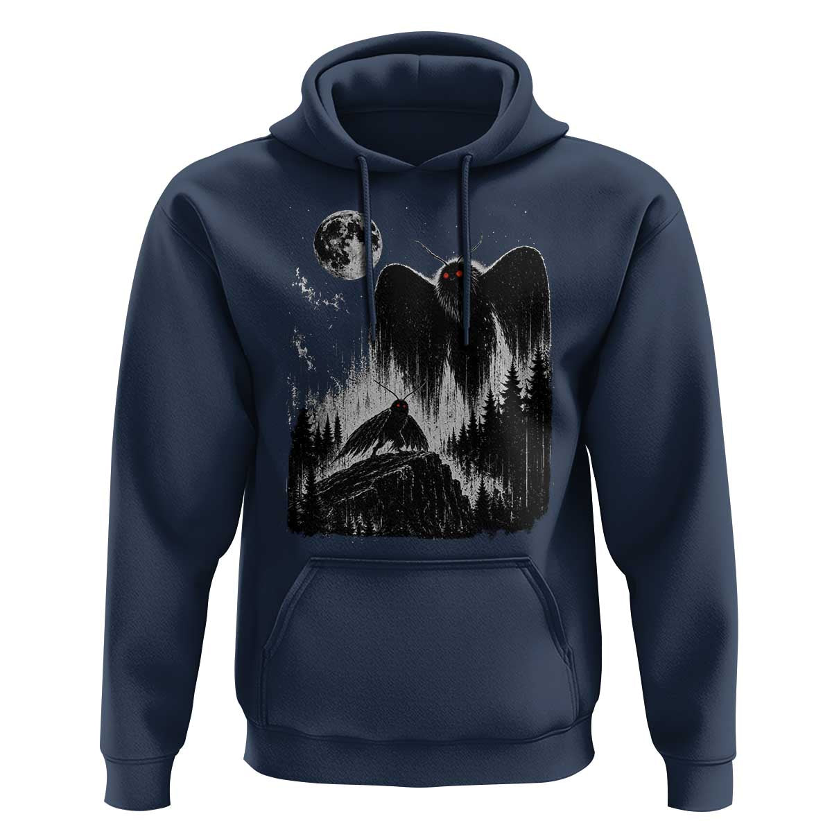 Mothman Howling at Moon 90s Retro Hoodie Funny West Virginia Cryptid