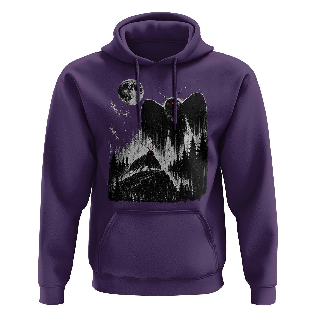 Mothman Howling at Moon 90s Retro Hoodie Funny West Virginia Cryptid
