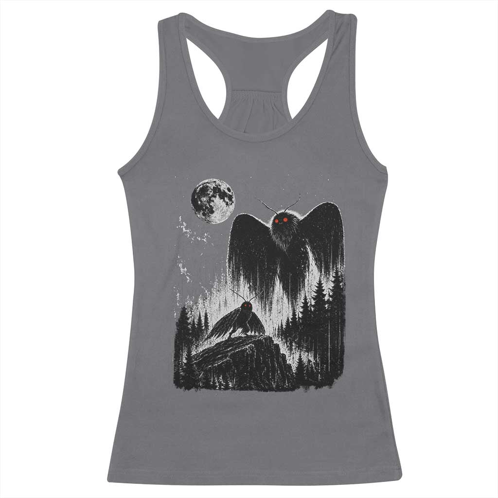Mothman Howling at Moon 90s Retro Racerback Tank Top Funny West Virginia Cryptid