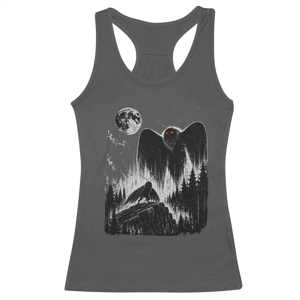 Mothman Howling at Moon 90s Retro Racerback Tank Top Funny West Virginia Cryptid