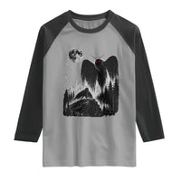 Mothman Howling at Moon 90s Retro Raglan Shirt Funny West Virginia Cryptid