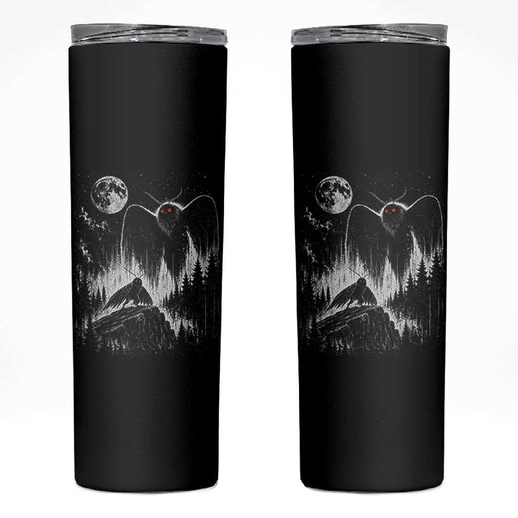 Mothman Howling at Moon 90s Retro Skinny Tumbler Funny West Virginia Cryptid