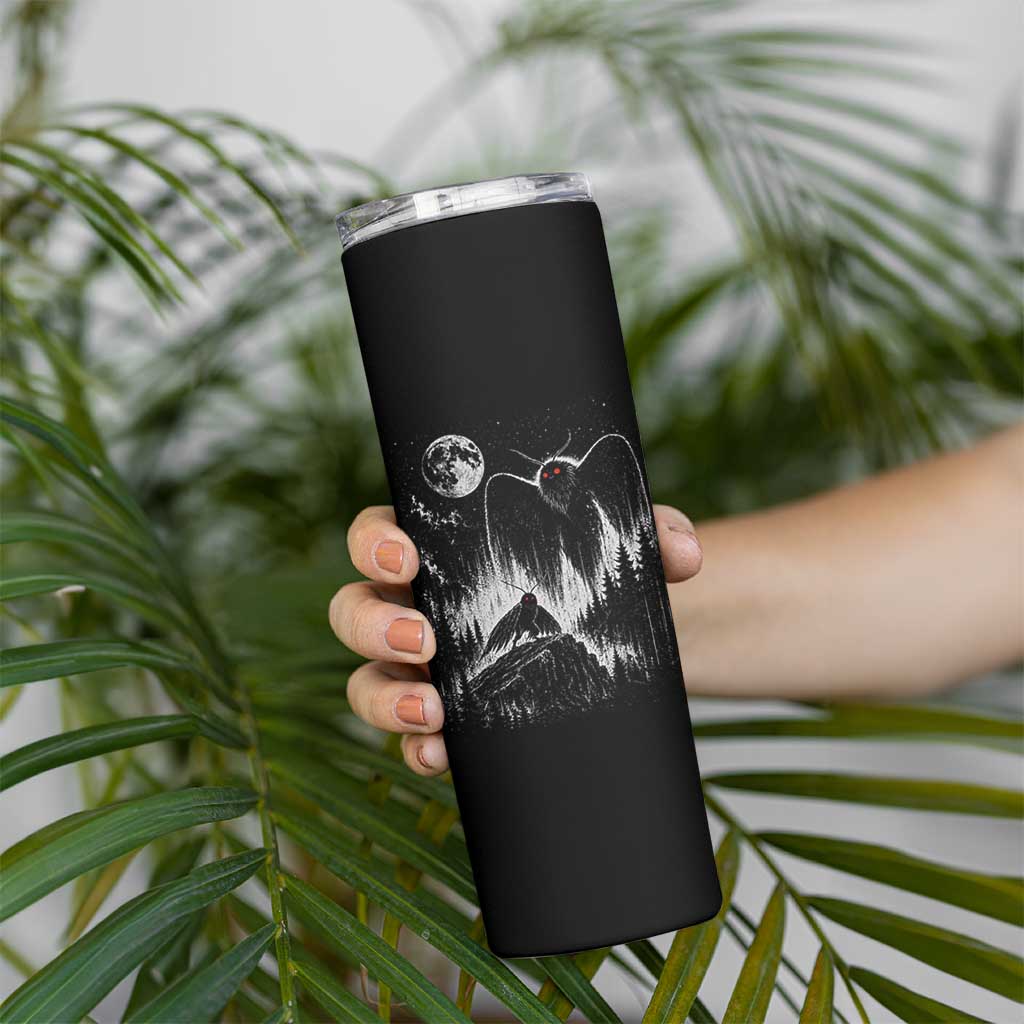 Mothman Howling at Moon 90s Retro Skinny Tumbler Funny West Virginia Cryptid