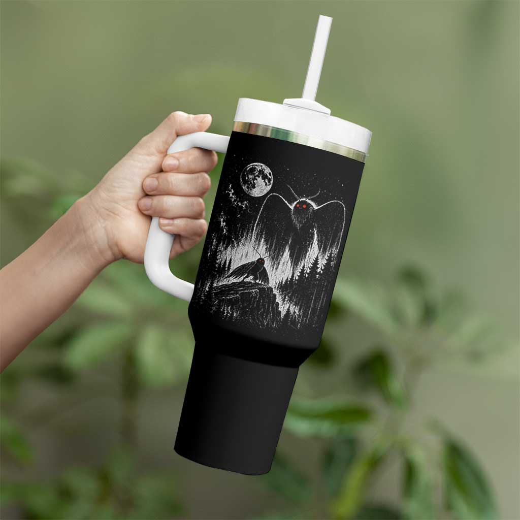 Mothman Howling at Moon 90s Retro Tumbler With Handle Funny West Virginia Cryptid