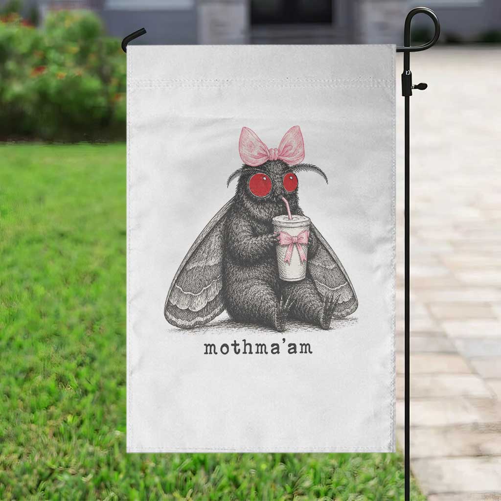 Funny Mothman Mothma'am Cute Pink Bow Coquette Garden Flag