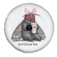 Funny Mothman Mothma'am Cute Pink Bow Coquette Spare Tire Cover