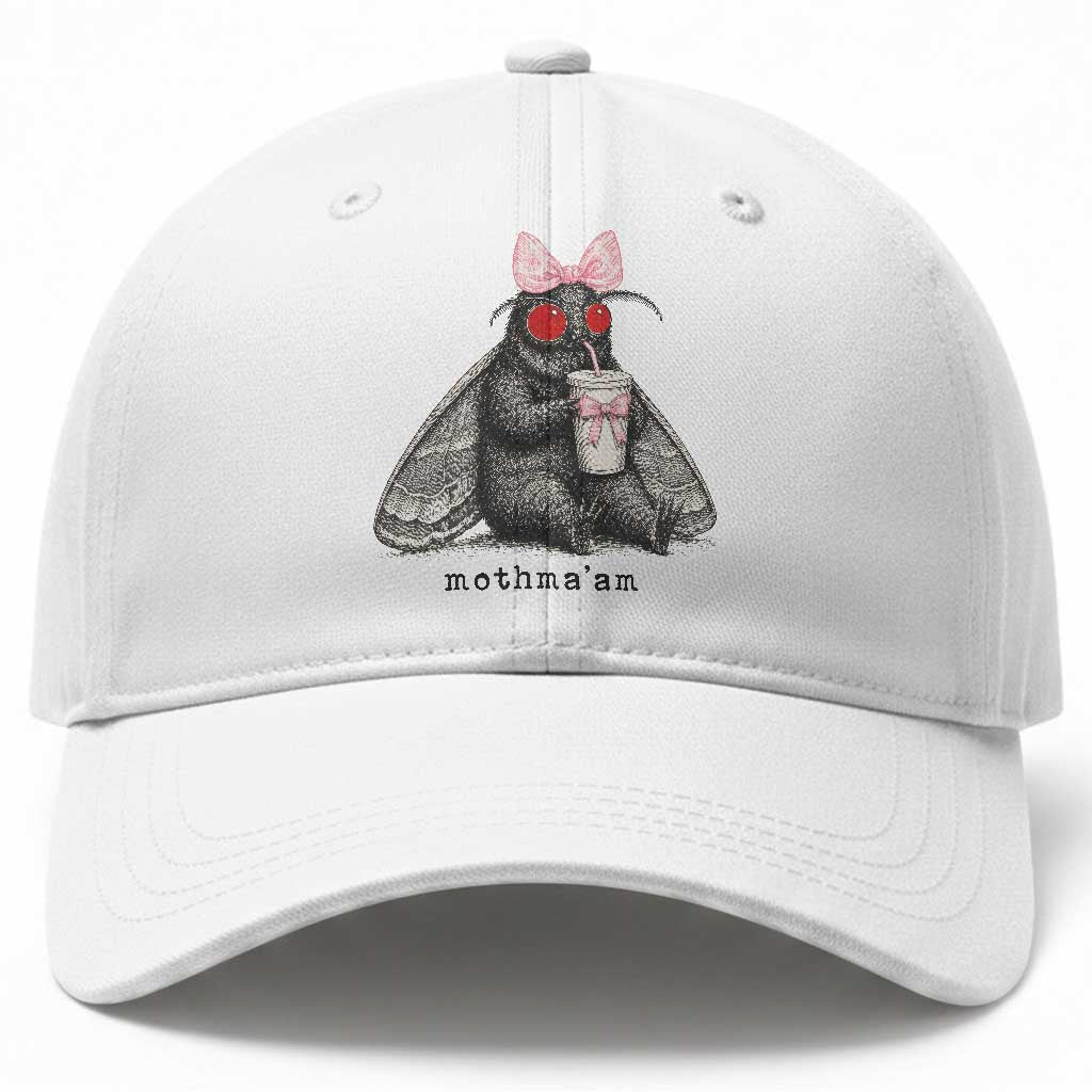 Funny Mothman Mothma'am Cute Pink Bow Coquette Baseball Cap