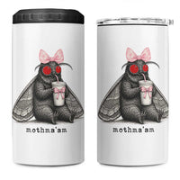 Funny Mothman Mothma'am Cute Pink Bow Coquette 4 in 1 Can Cooler Tumbler