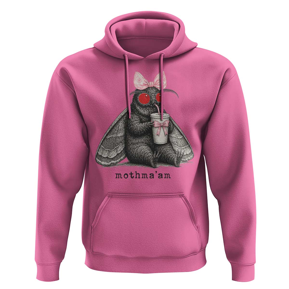 Funny Mothman Mothma'am Cute Pink Bow Coquette Hoodie