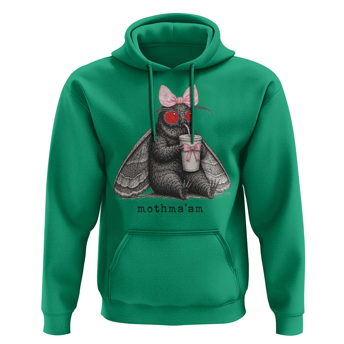 Funny Mothman Mothma'am Cute Pink Bow Coquette Hoodie