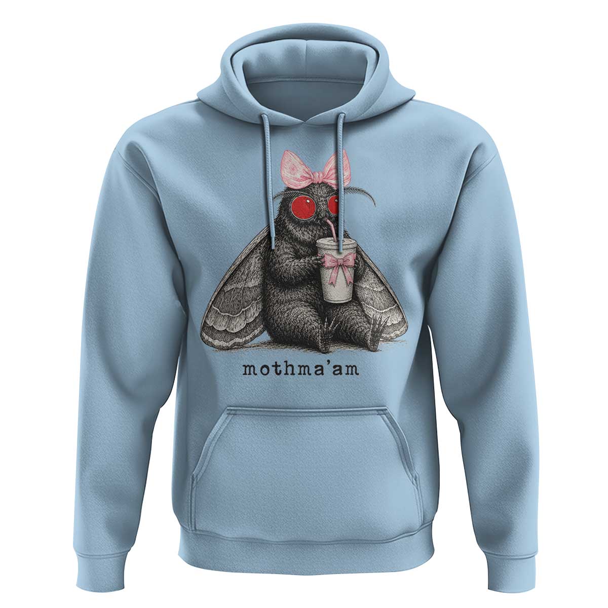 Funny Mothman Mothma'am Cute Pink Bow Coquette Hoodie