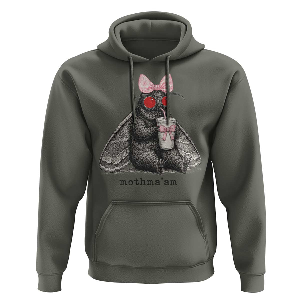 Funny Mothman Mothma'am Cute Pink Bow Coquette Hoodie
