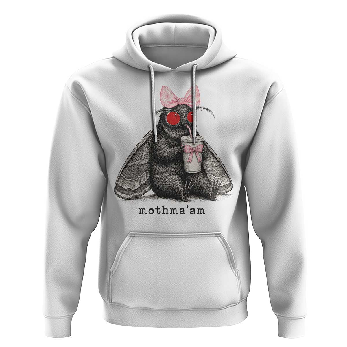 Funny Mothman Mothma'am Cute Pink Bow Coquette Hoodie