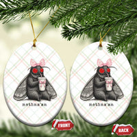 Funny Mothman Mothma'am Cute Pink Bow Coquette Ceramic Ornament