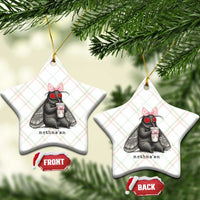 Funny Mothman Mothma'am Cute Pink Bow Coquette Ceramic Ornament