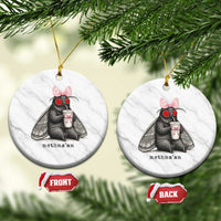 Funny Mothman Mothma'am Cute Pink Bow Coquette Ceramic Ornament