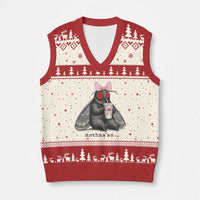 Funny Mothman Mothma'am Cute Pink Bow Coquette V-Neck Knit Sweater Vest