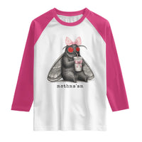 Funny Mothman Mothma'am Cute Pink Bow Coquette Raglan Shirt