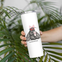 Funny Mothman Mothma'am Cute Pink Bow Coquette Skinny Tumbler