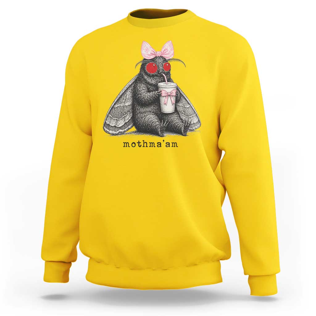 Funny Mothman Mothma'am Cute Pink Bow Coquette Sweatshirt