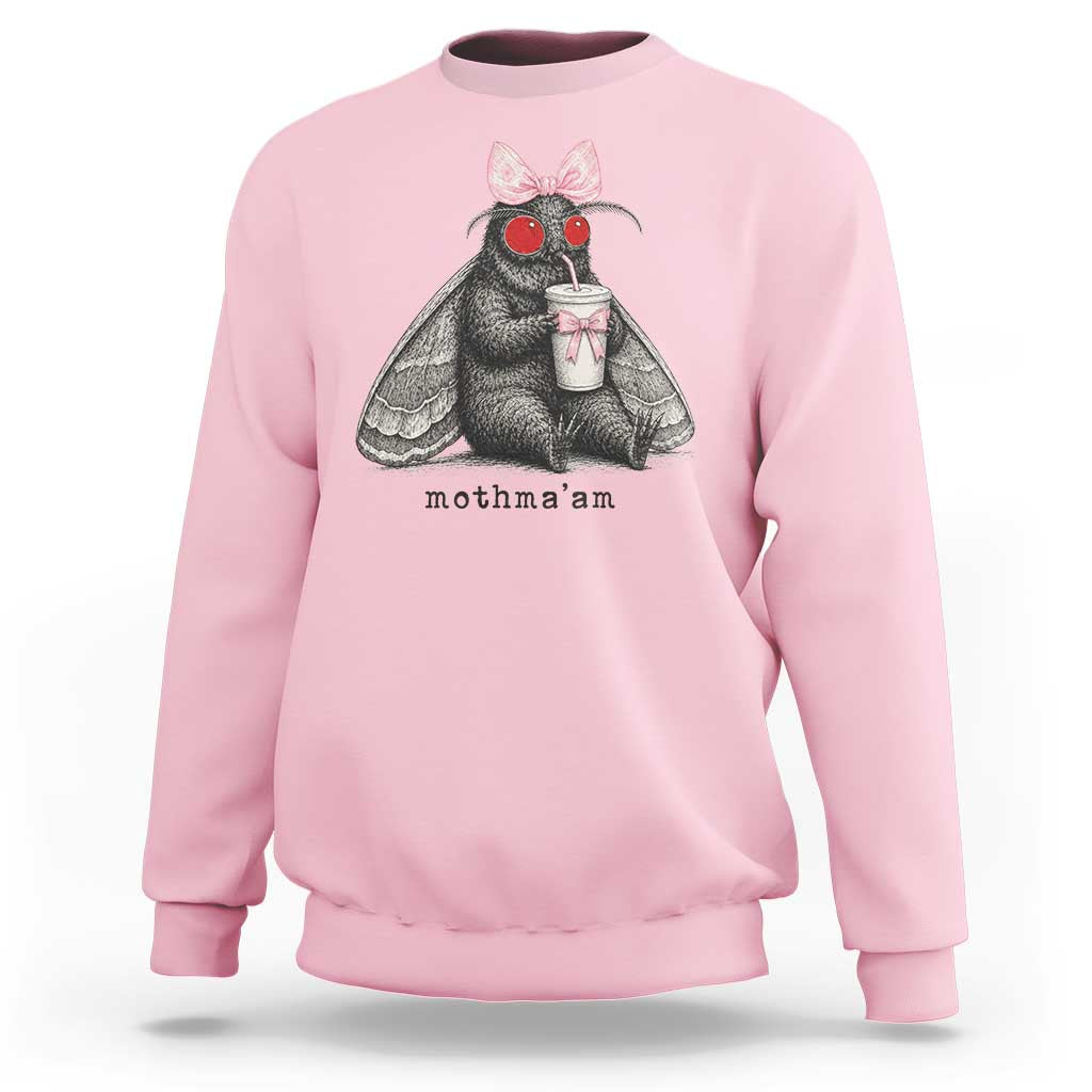 Funny Mothman Mothma'am Cute Pink Bow Coquette Sweatshirt