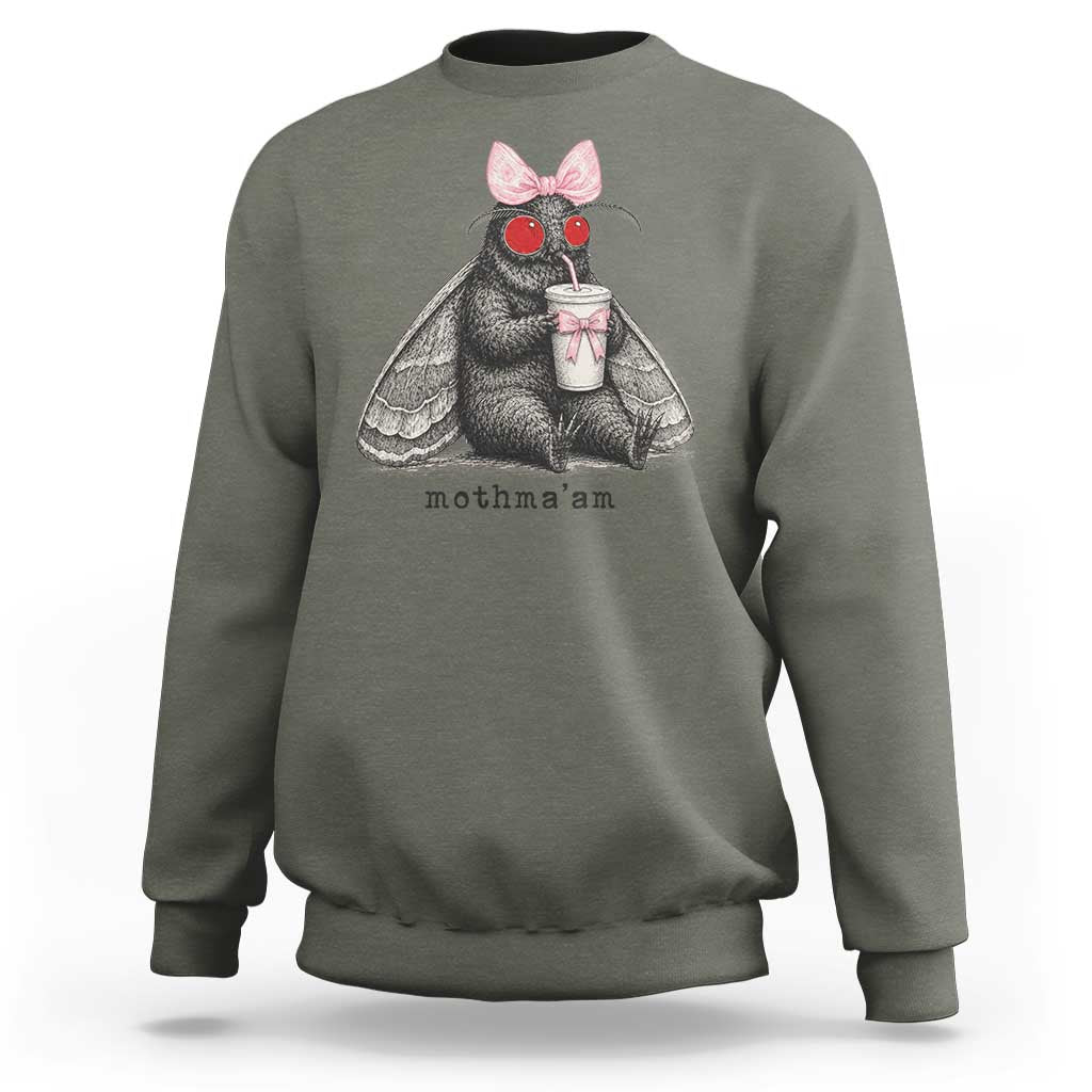 Funny Mothman Mothma'am Cute Pink Bow Coquette Sweatshirt