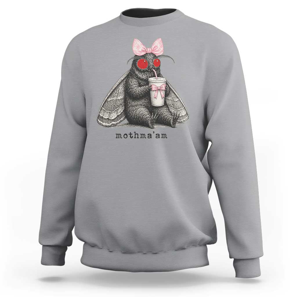 Funny Mothman Mothma'am Cute Pink Bow Coquette Sweatshirt