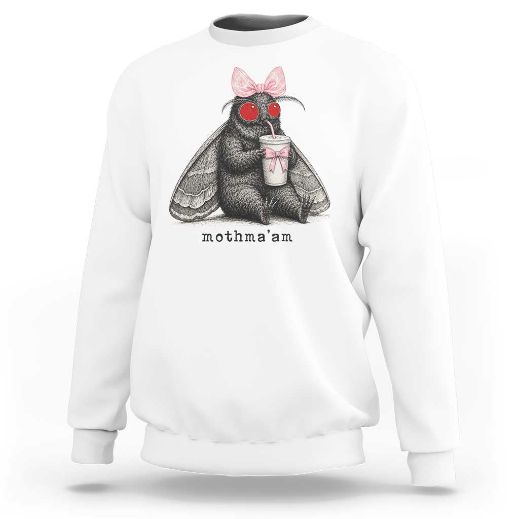 Funny Mothman Mothma'am Cute Pink Bow Coquette Sweatshirt