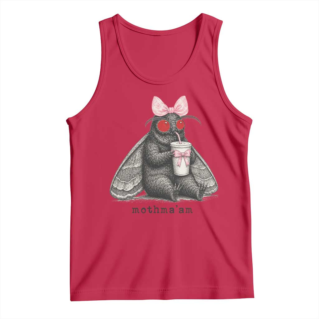 Funny Mothman Mothma'am Cute Pink Bow Coquette Tank Top