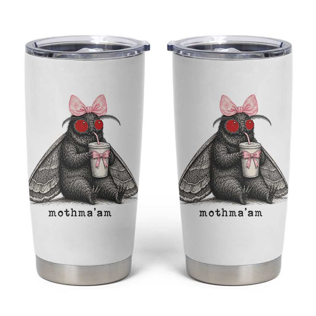 Funny Mothman Mothma'am Cute Pink Bow Coquette Tumbler Cup